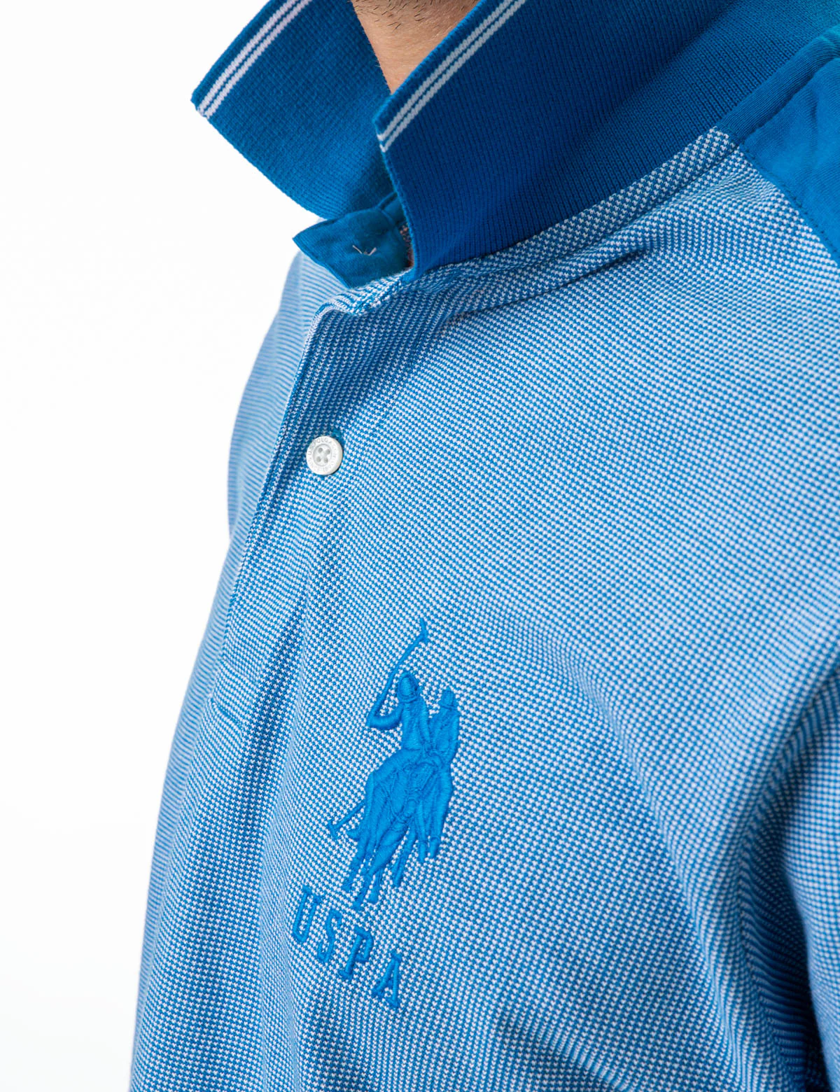 JACQUARD SHOULDER STRIPE POLO SHIRT - Image 2