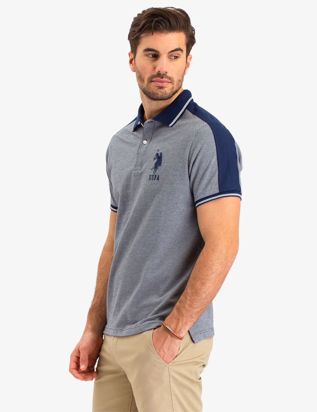 JACQUARD SHOULDER STRIPE POLO SHIRT - Image 3