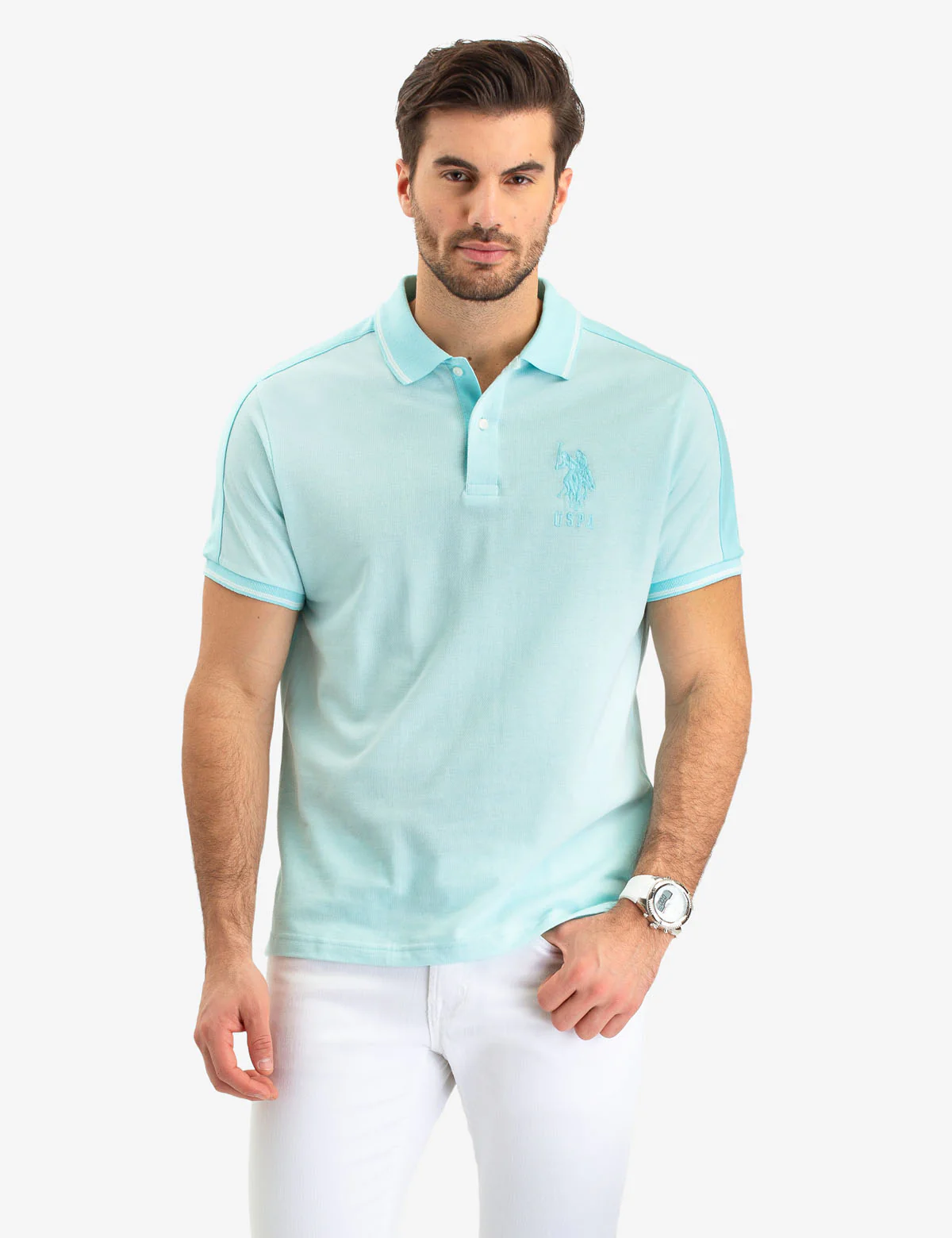 JACQUARD SHOULDER STRIPE POLO SHIRT - Image 8