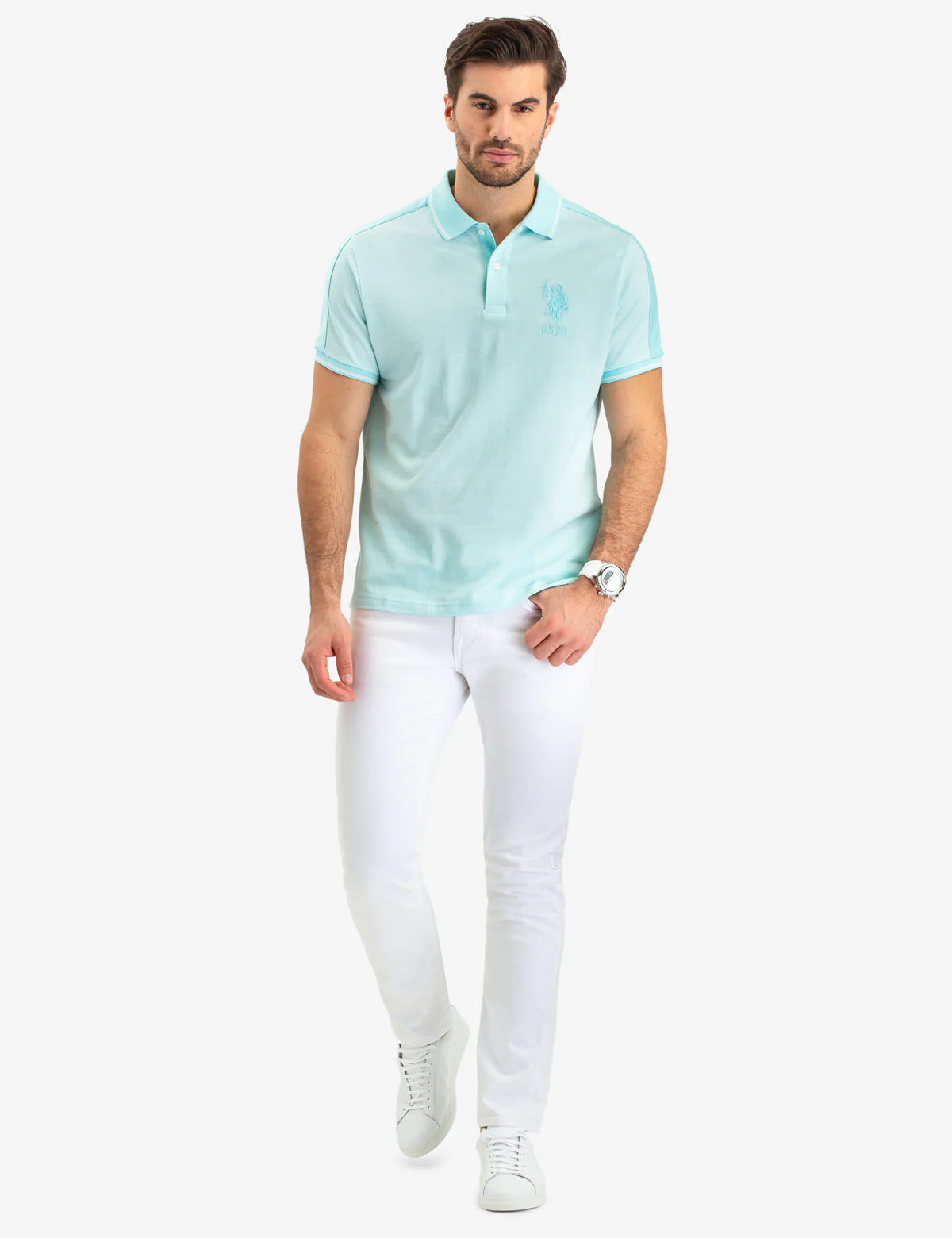 JACQUARD SHOULDER STRIPE POLO SHIRT - Image 9