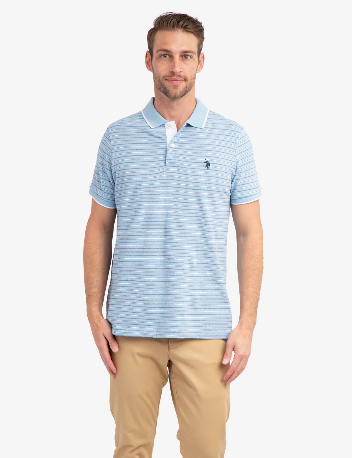 JACQUARD STRIPE JERSEY POLO SHIRT