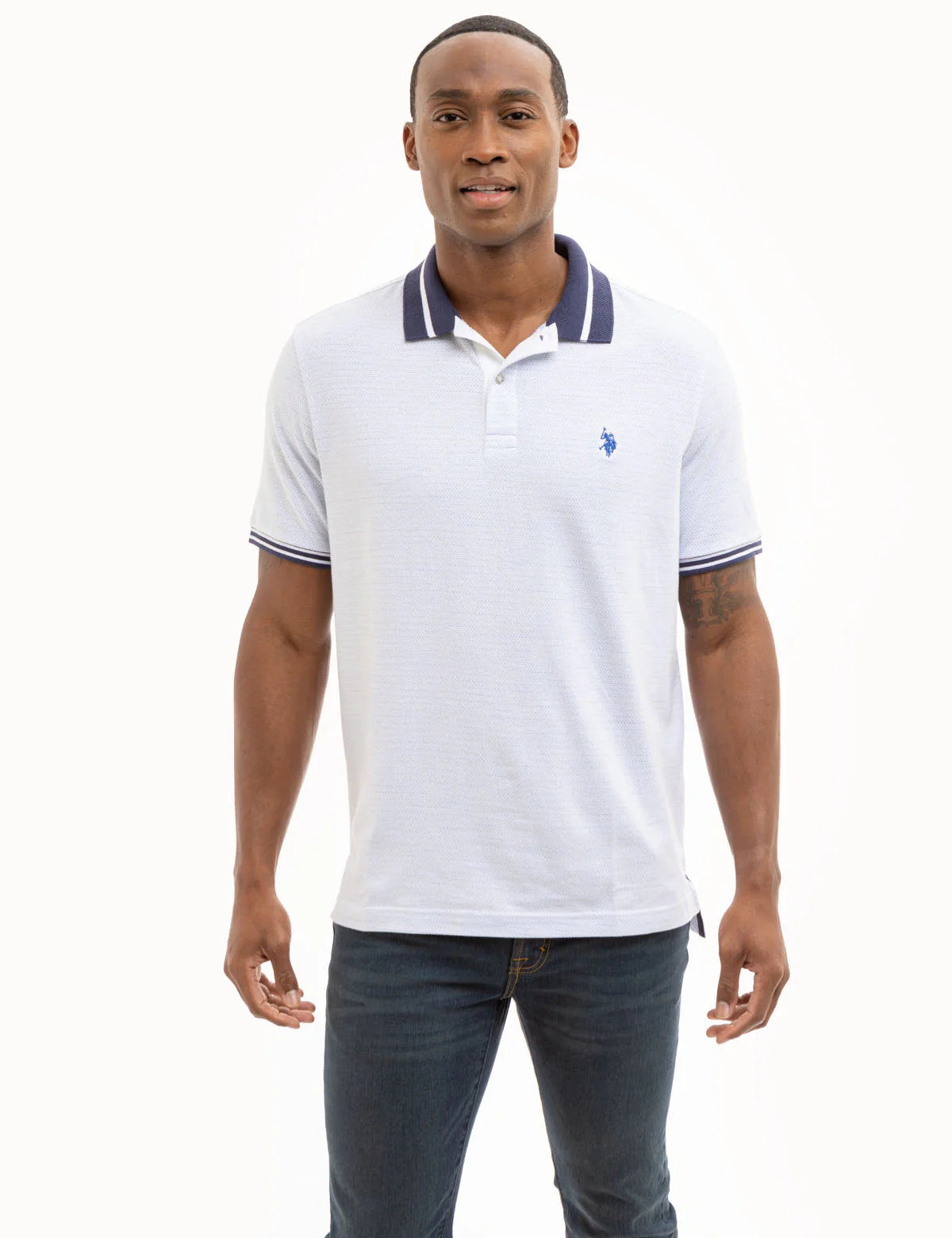 JACQUARD TEXTURED JERSEY POLO SHIRT - Image 5