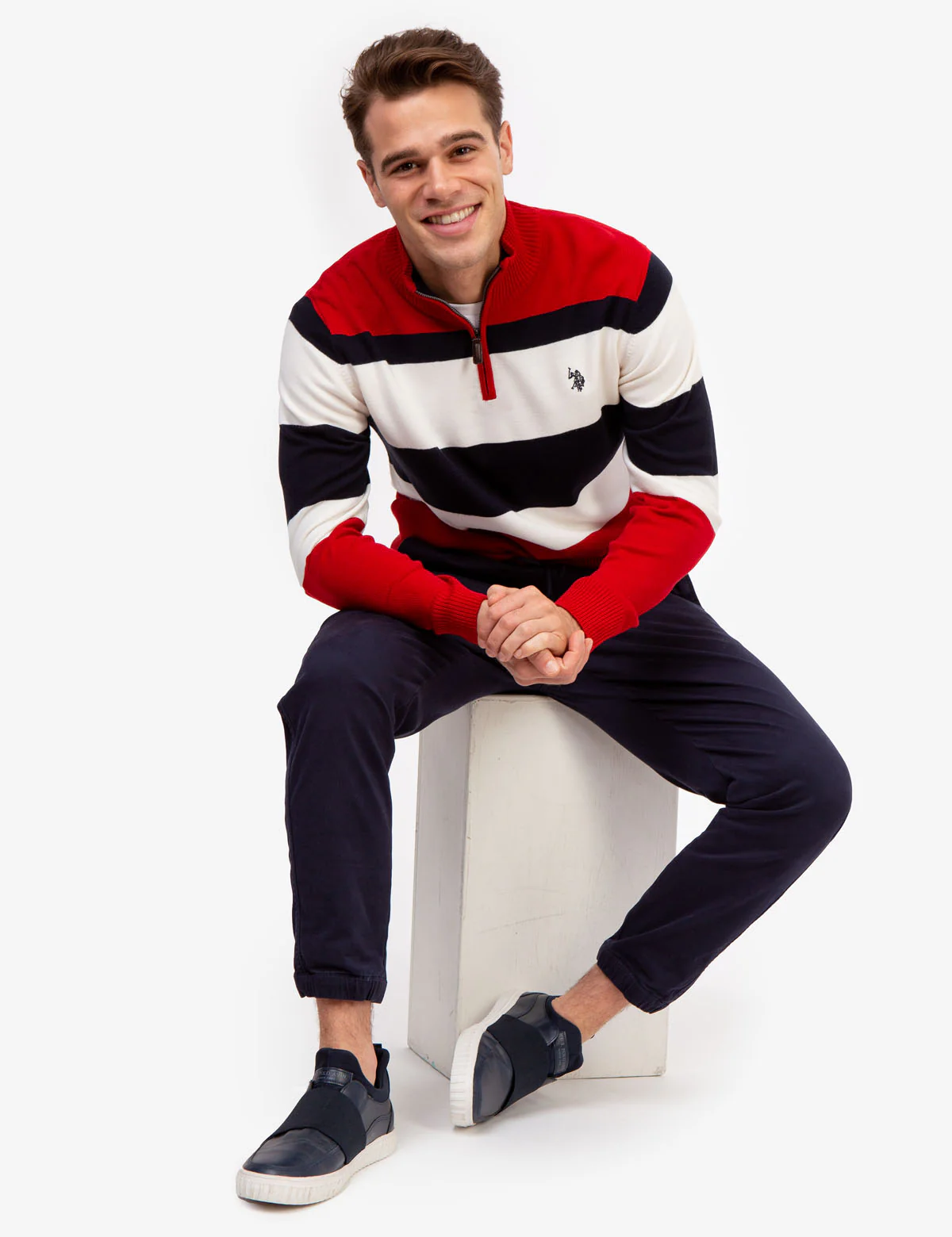 JERSEY STRIPED QUARTER ZIP SWEATER - Image 4