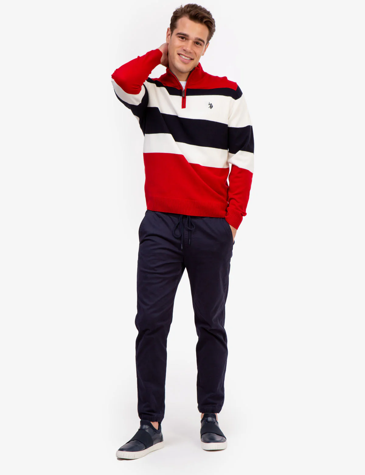 JERSEY STRIPED QUARTER ZIP SWEATER - Image 7
