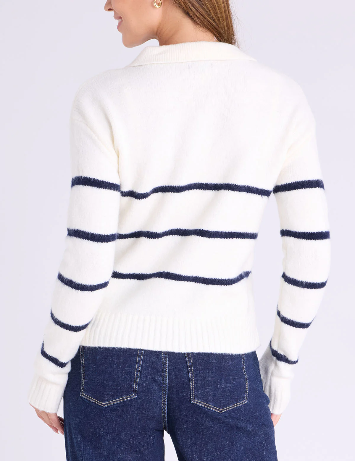 JOHNNY COLLAR THIN STRIPE SWEATER - Image 3