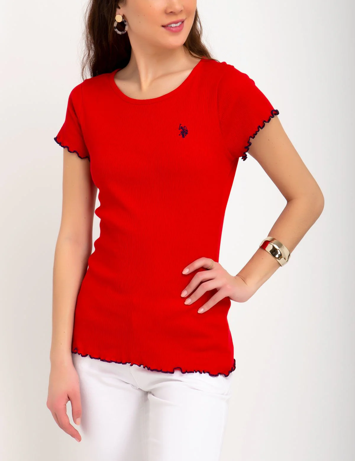 KNIT LETTUCE-EDGE TRIM TOP - Image 12