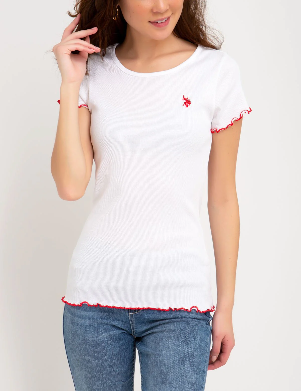 KNIT LETTUCE-EDGE TRIM TOP - Image 6