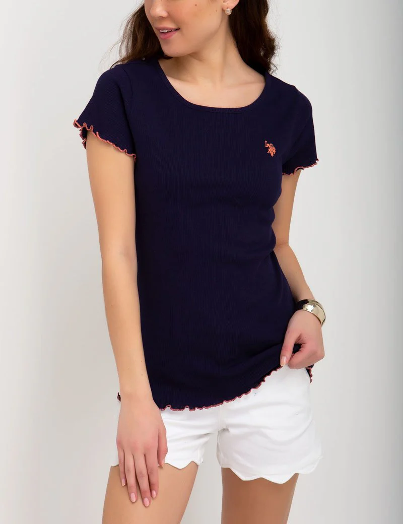KNIT LETTUCE-EDGE TRIM TOP - Image 9