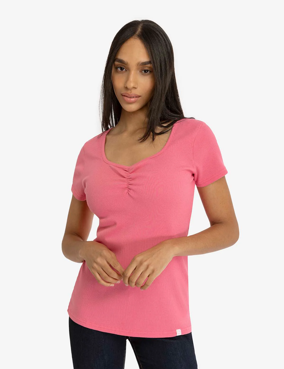 KNOTCHED RIB SHORT SLEEVE TOP - Image 5