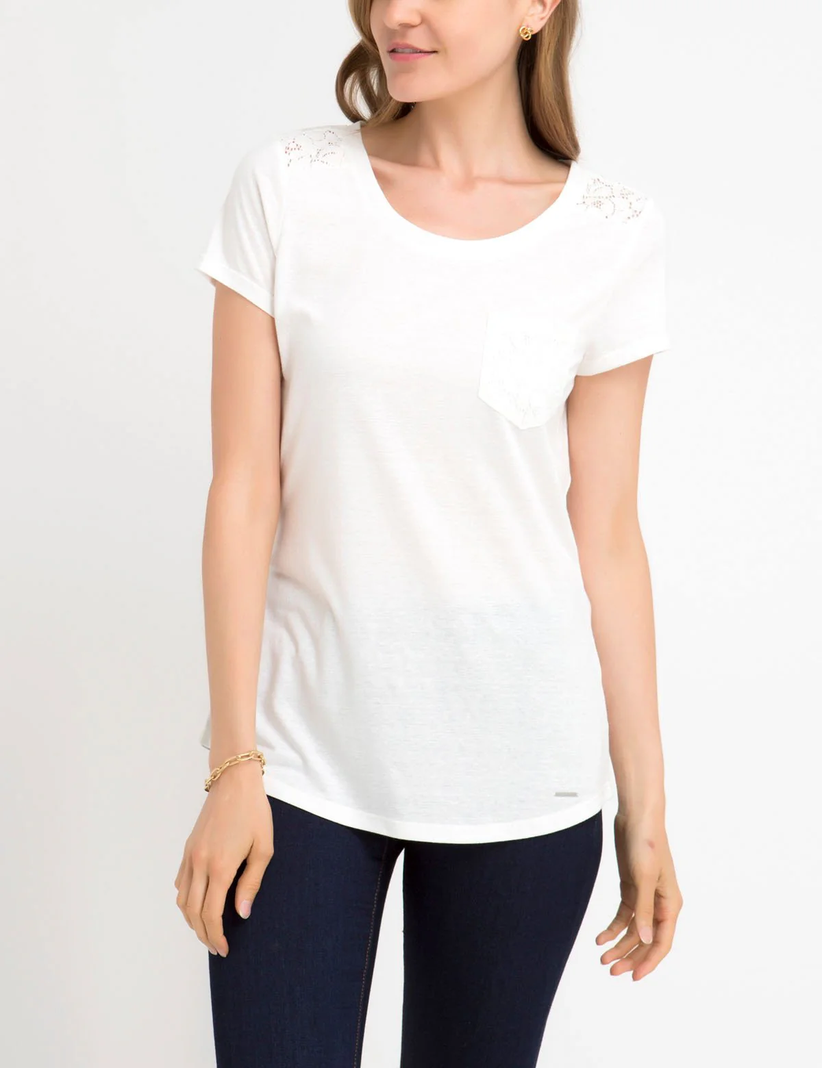 LACE SHOULDER AND POCKET T-SHIRT - Image 10