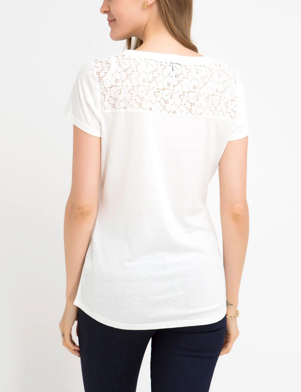 LACE SHOULDER AND POCKET T-SHIRT - Image 4