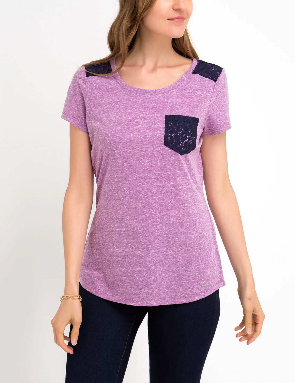 LACE SHOULDER AND POCKET T-SHIRT - Image 6