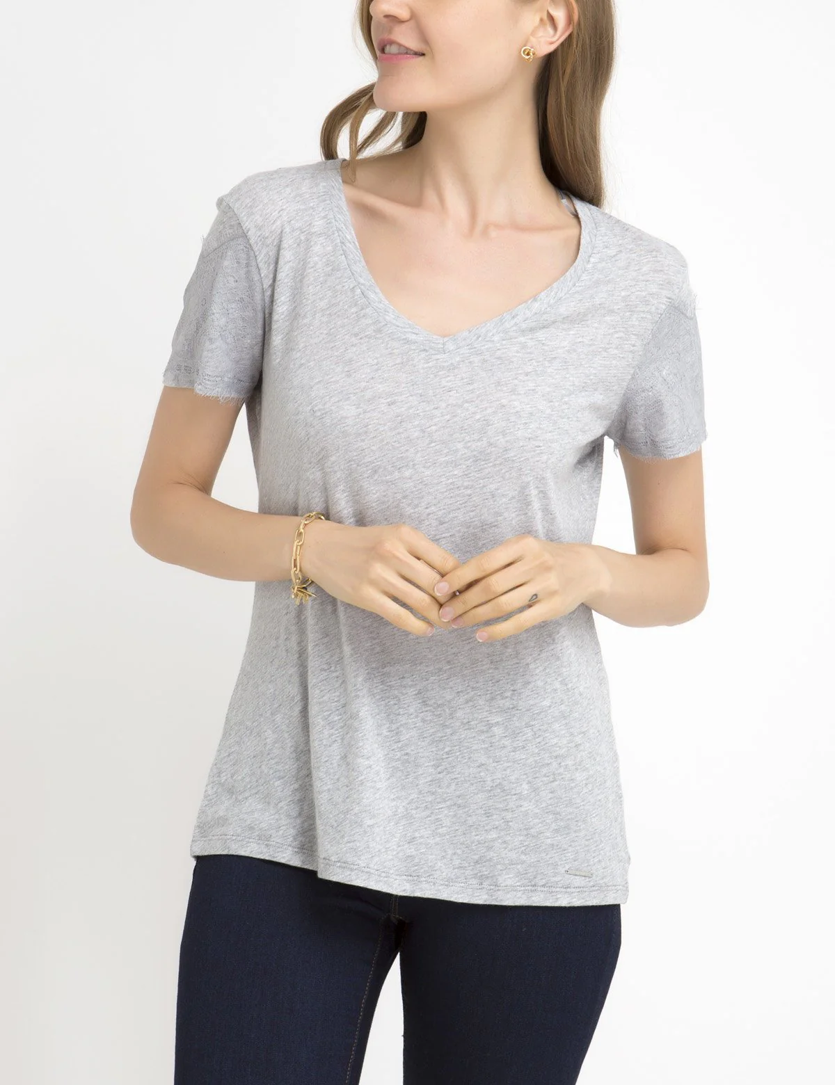 LACE SLEEVE V-NECK T-SHIRT - Image 11