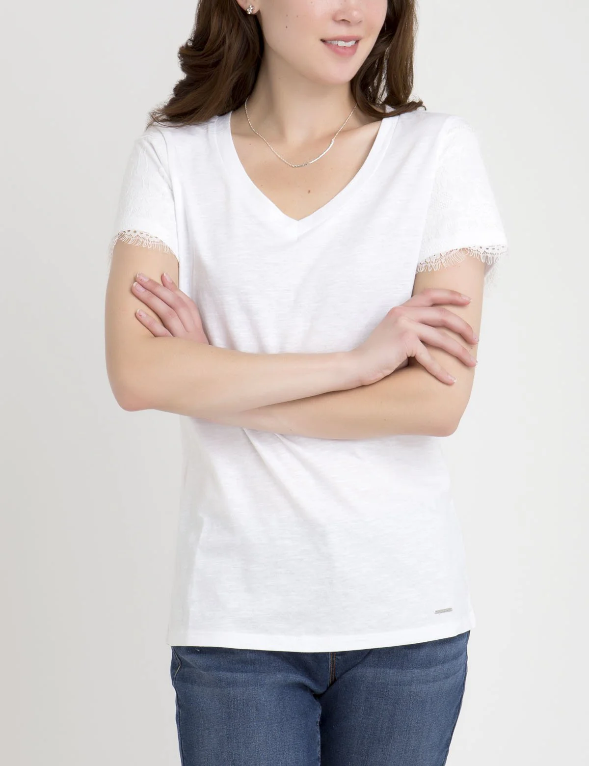 LACE SLEEVE V-NECK T-SHIRT - Image 7