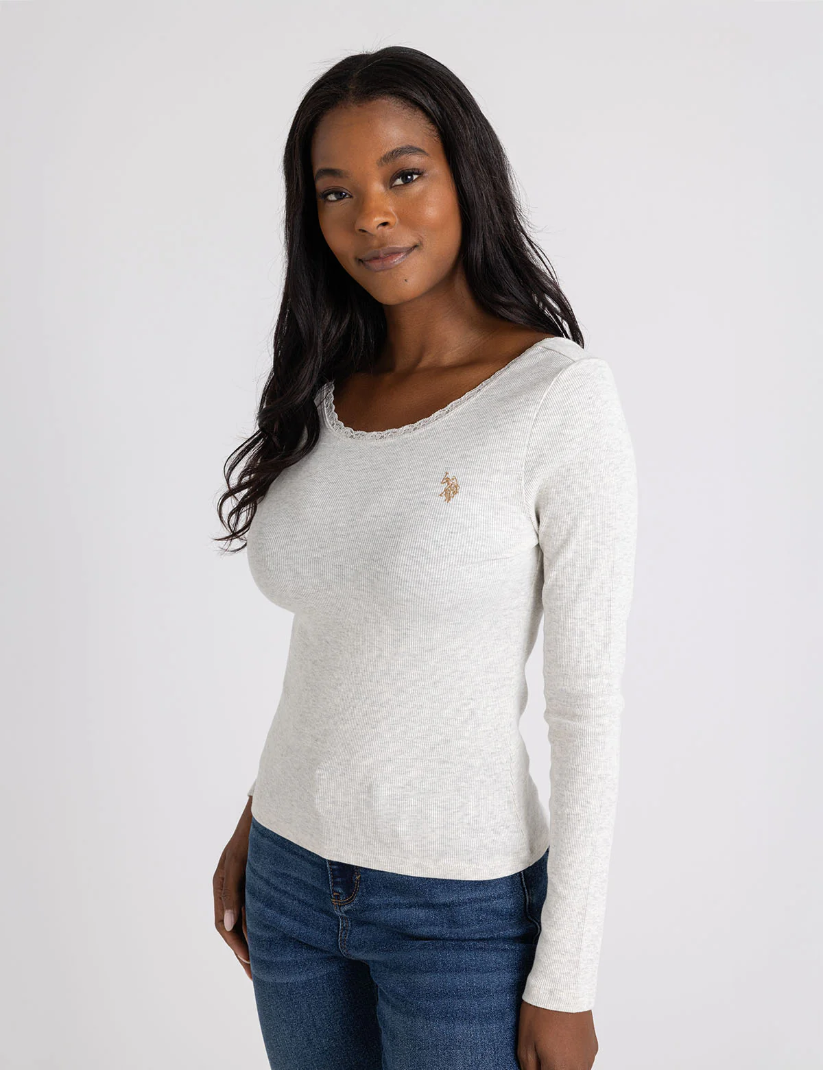 LACE TRIM SCOOP NECK RIB TOP - Image 4