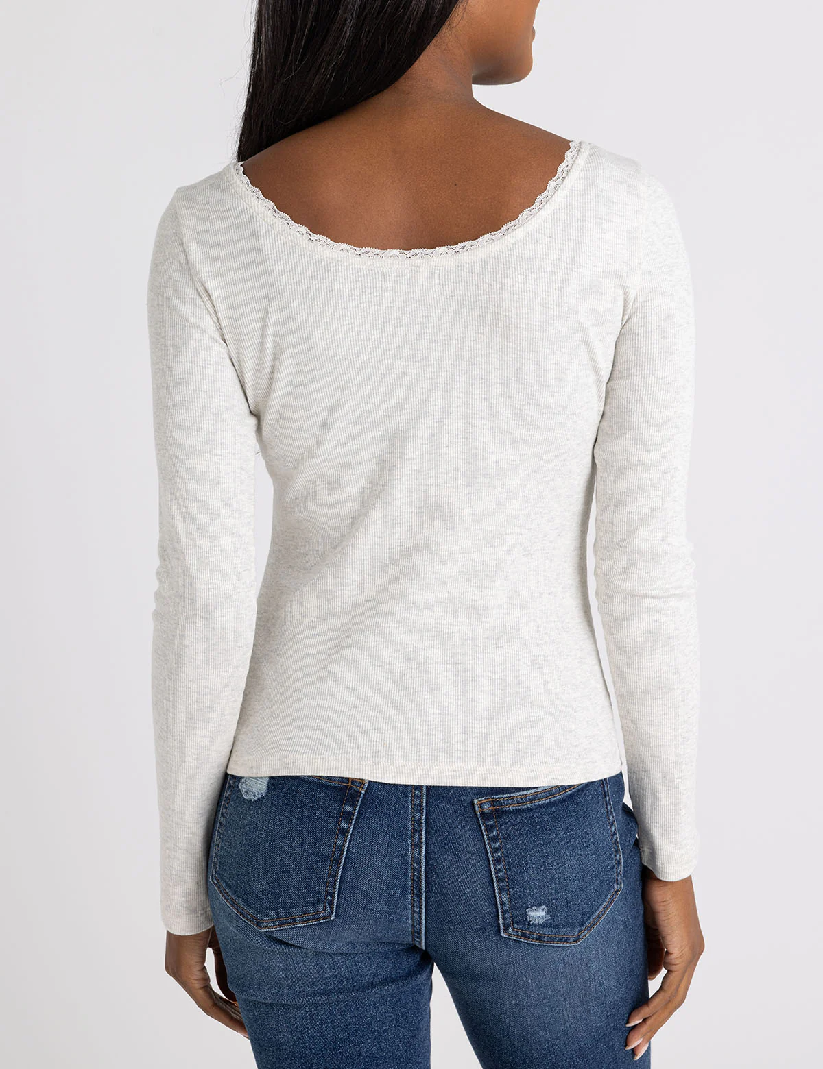 LACE TRIM SCOOP NECK RIB TOP - Image 5