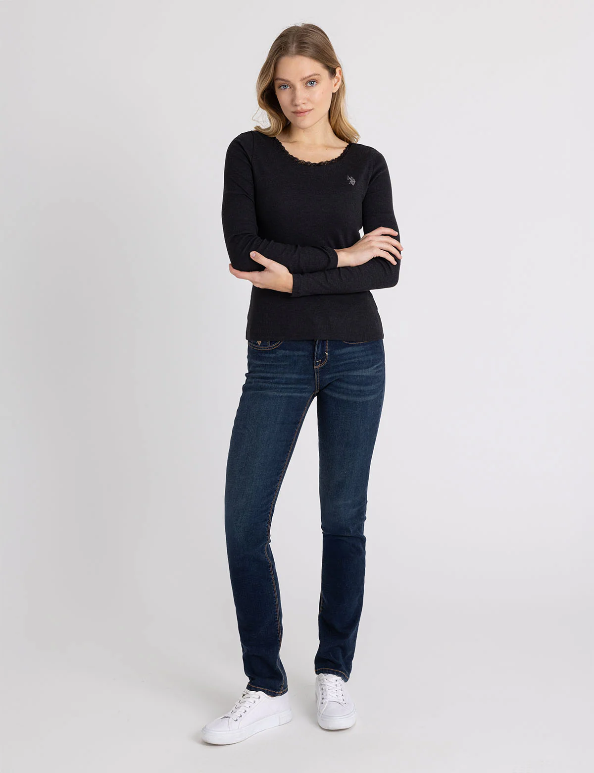 LACE TRIM SCOOP NECK RIB TOP - Image 9