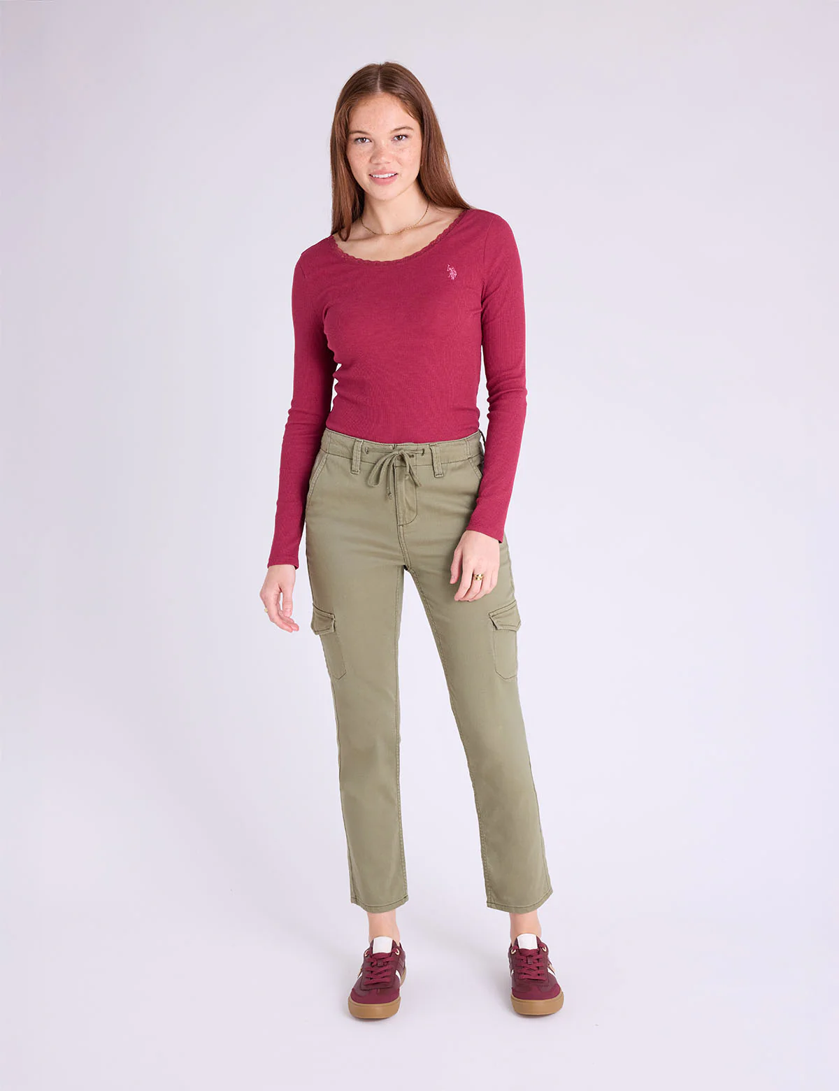 LACE TRIM SCOOP NECK RIB TOP - Image 2