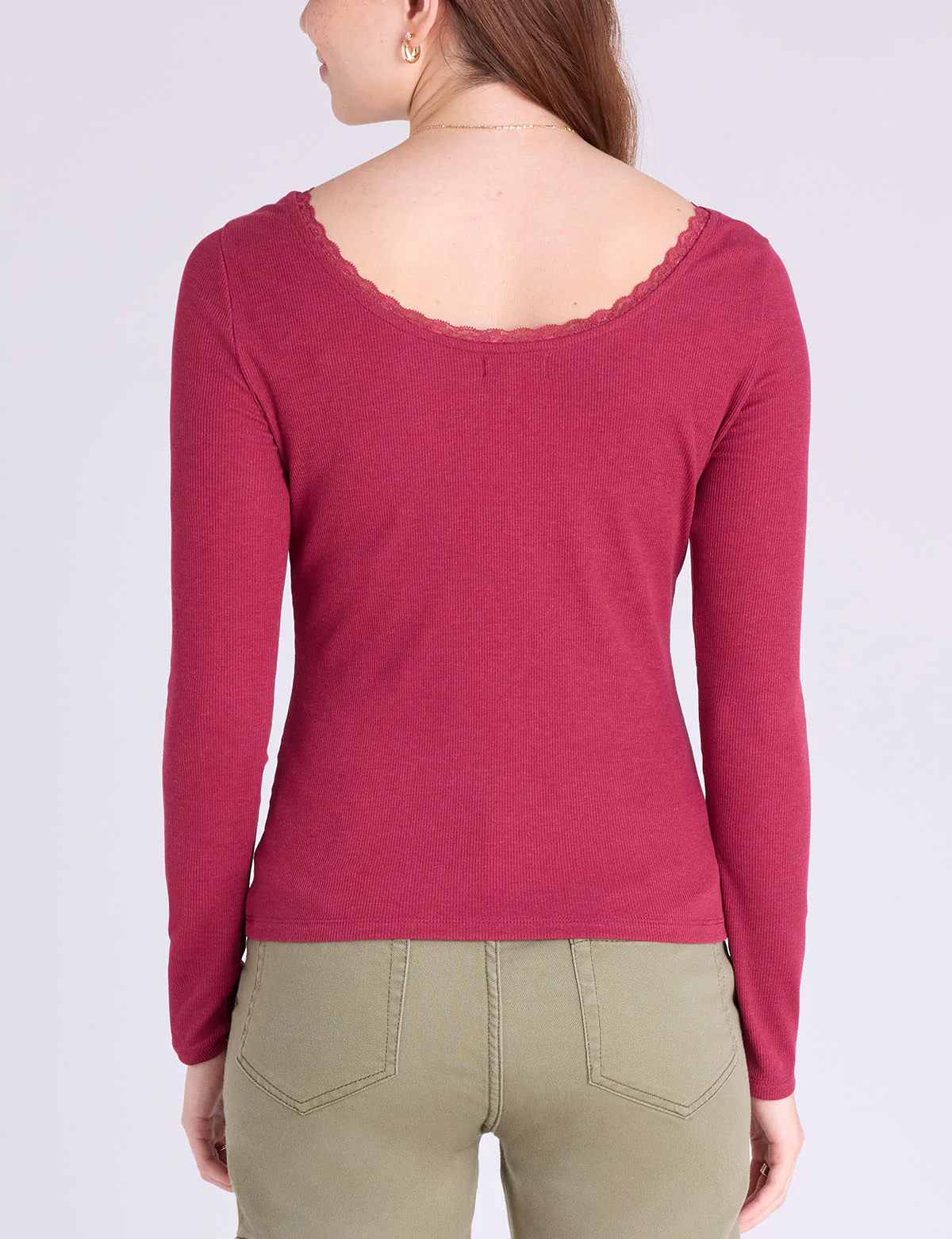 LACE TRIM SCOOP NECK RIB TOP - Image 3