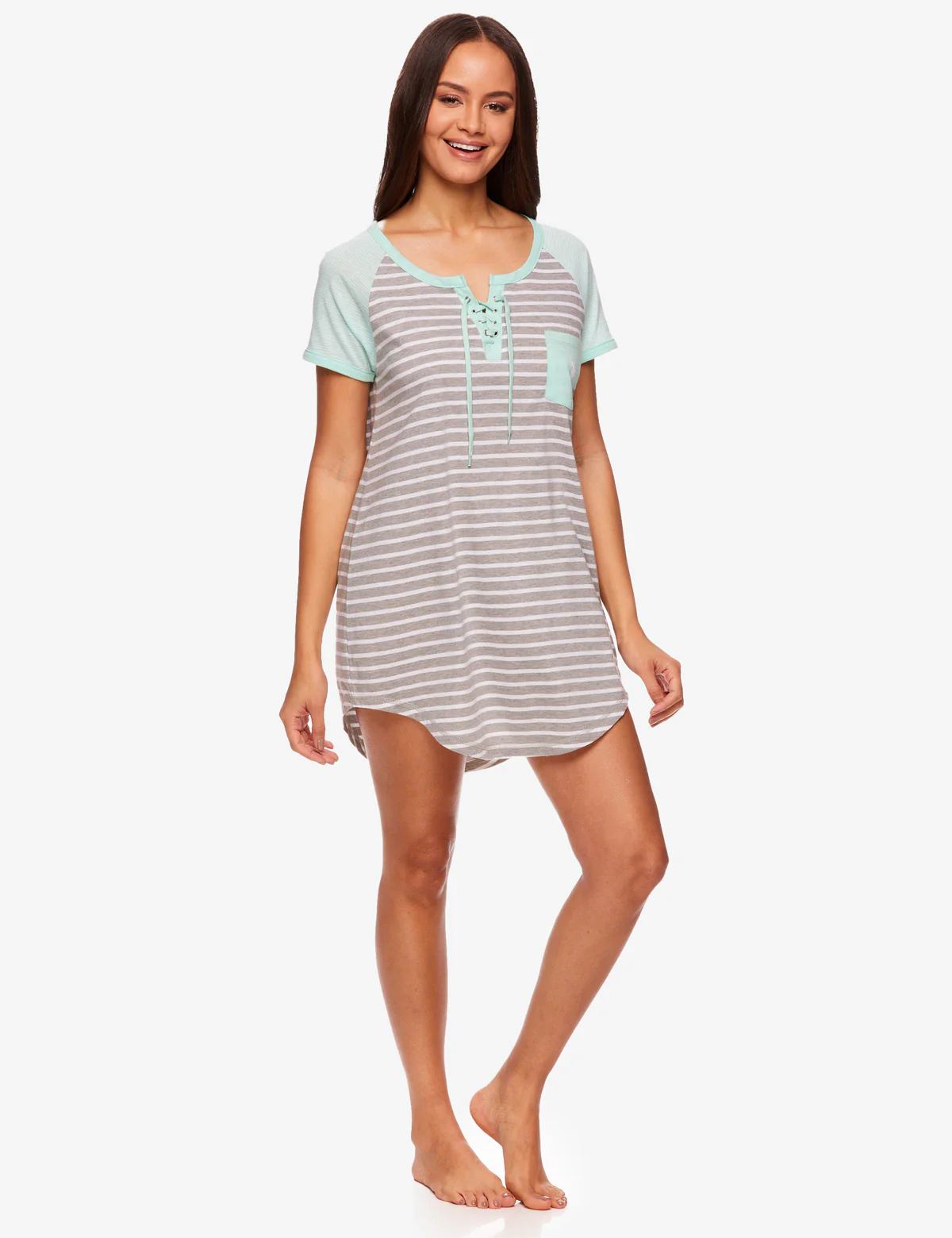 LACE UP STRIPE DORM SHIRT - Image 6