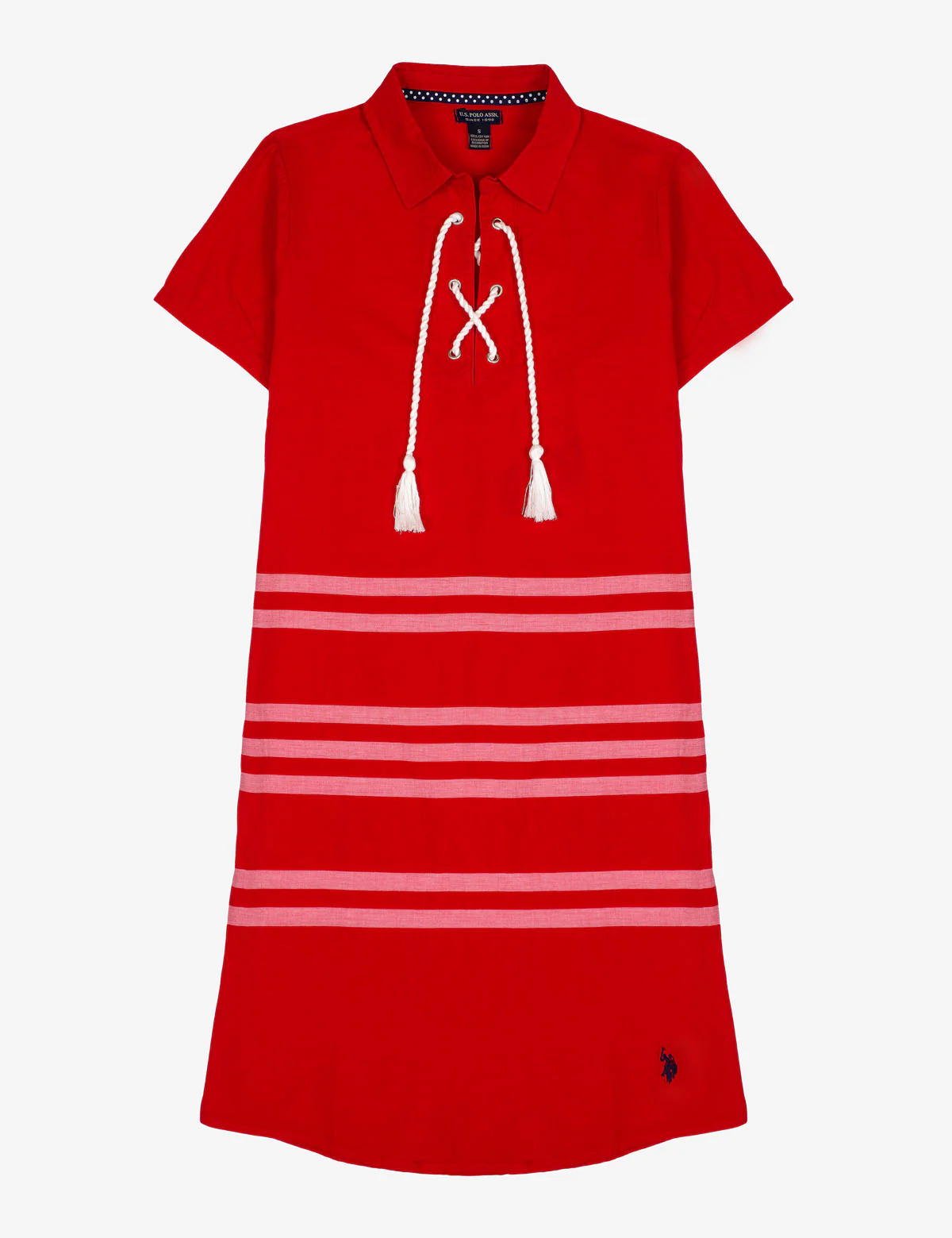 LACE UP STRIPED DRESS