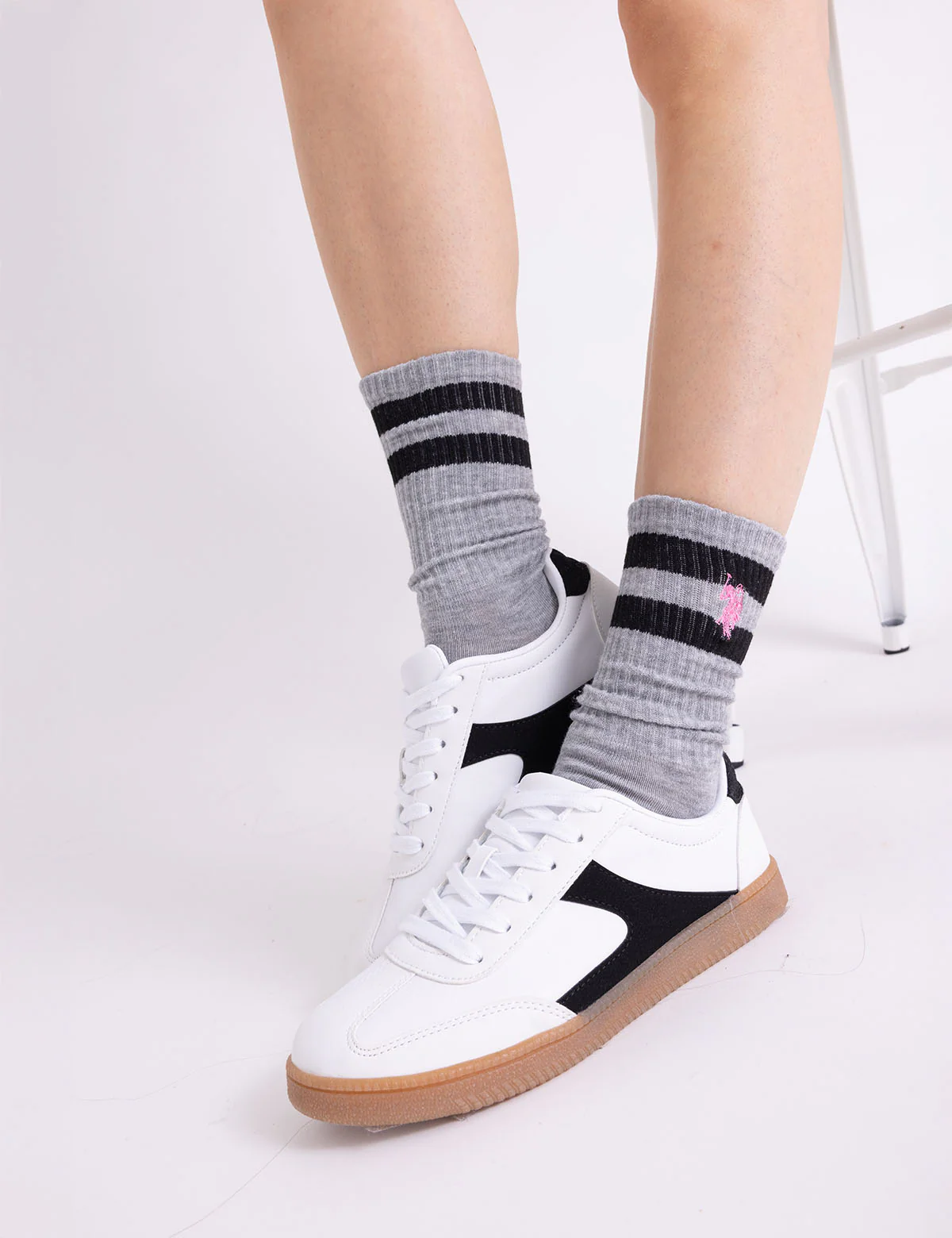LADIES 3PK STRIPE ASSORTED CREW SOCKS - Image 6
