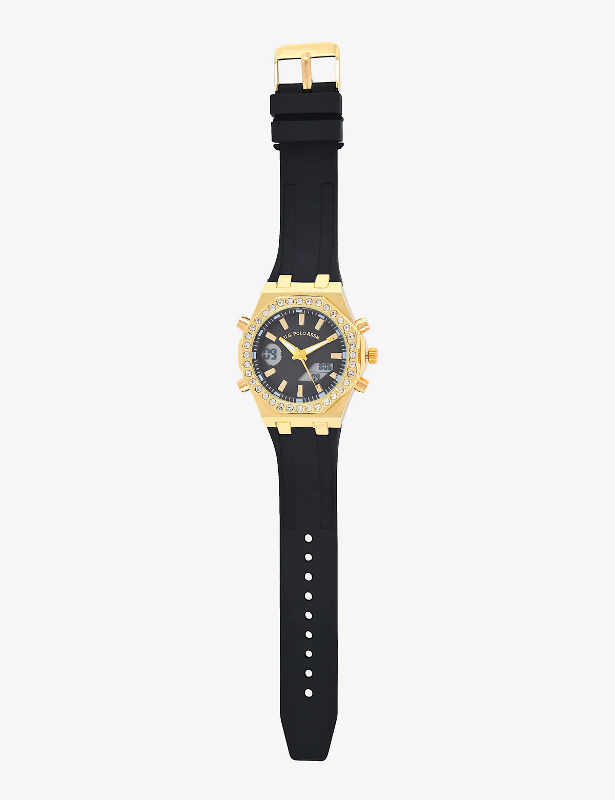LADIES BLACK AND GOLD EMBELLISHED ANA DIGI WATCH - Image 4