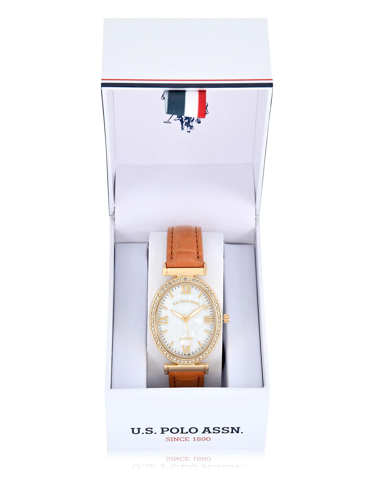LADIES BROWN EMBOSSED STRAP WATCH - Image 2