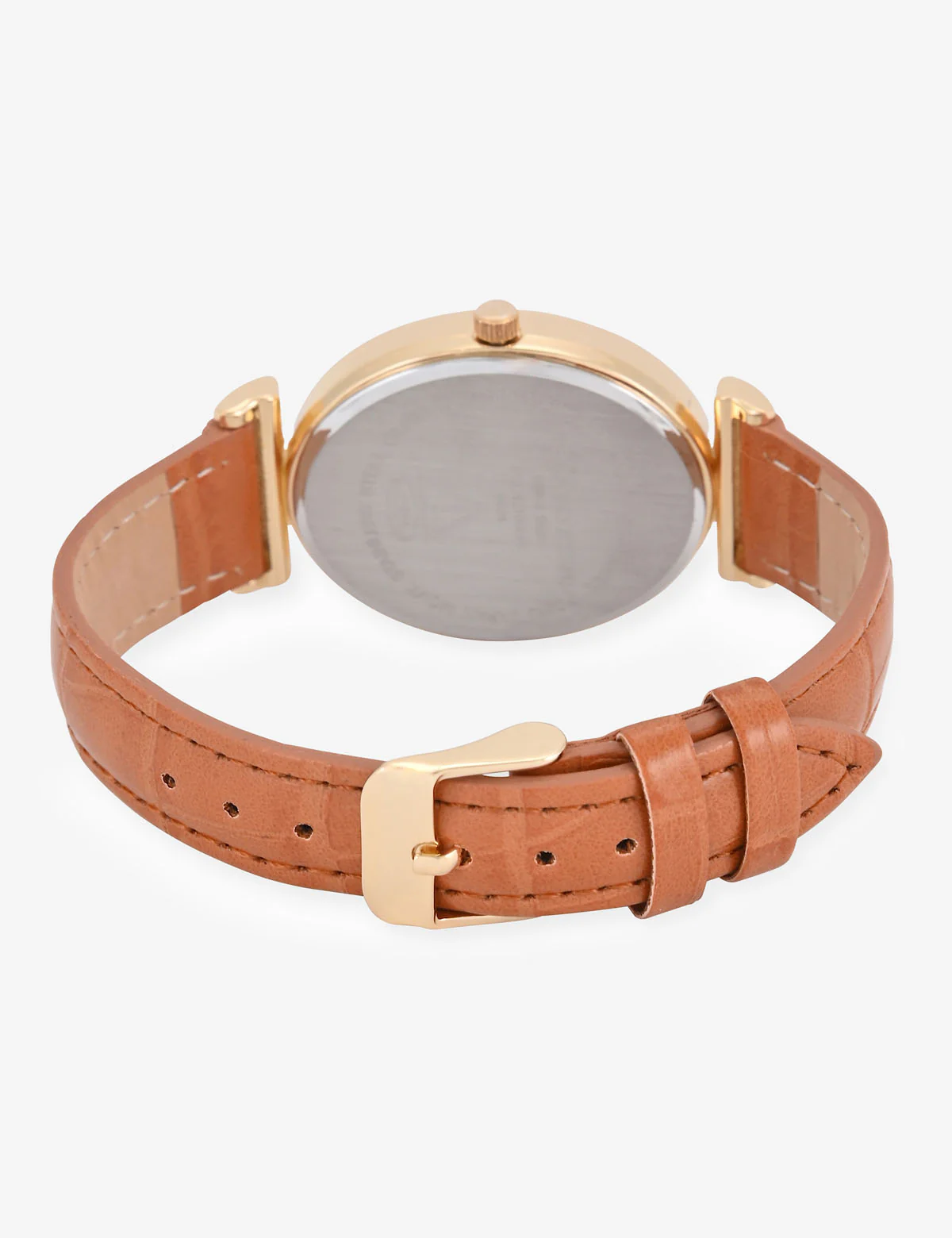 LADIES BROWN EMBOSSED STRAP WATCH - Image 4