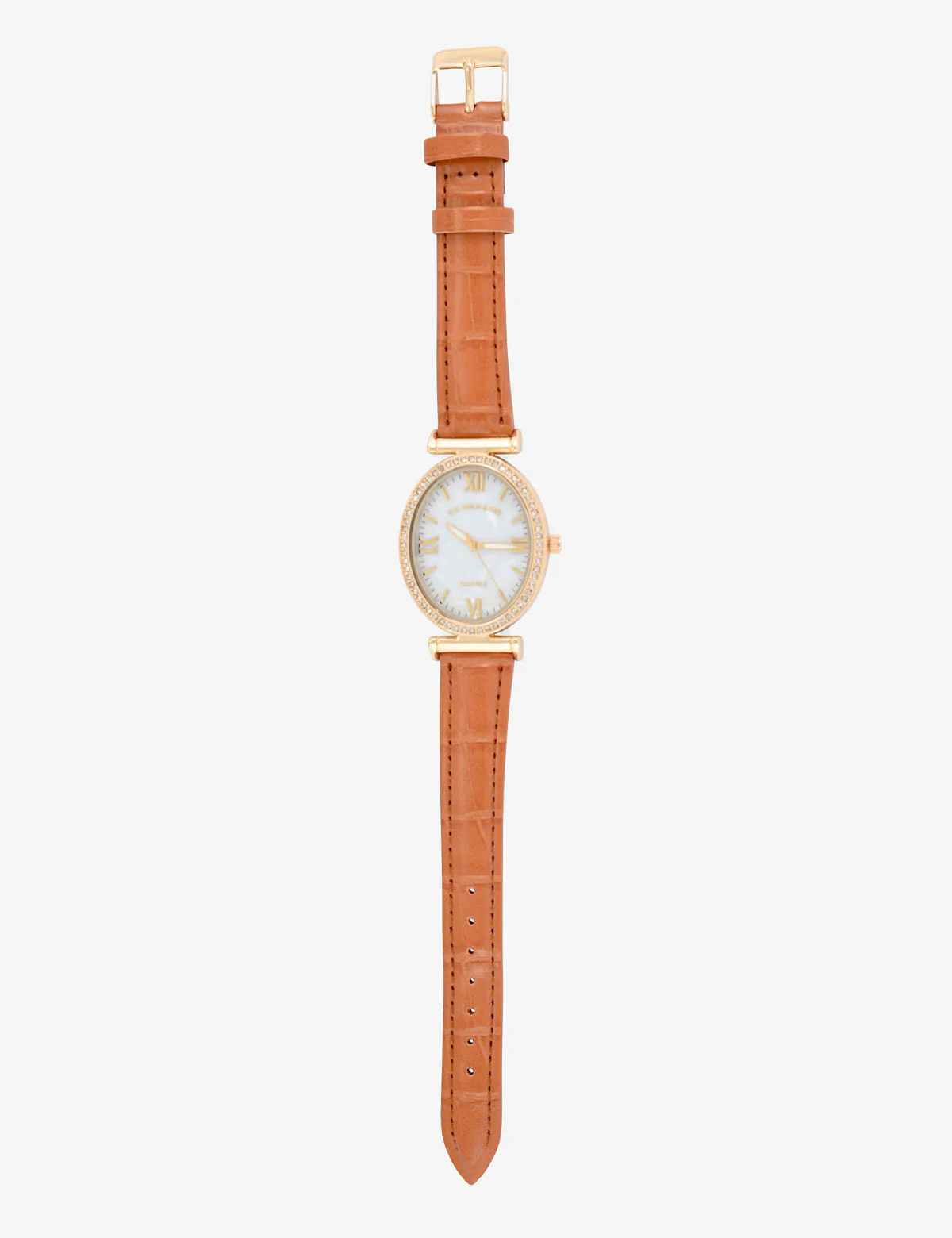 LADIES BROWN EMBOSSED STRAP WATCH - Image 5