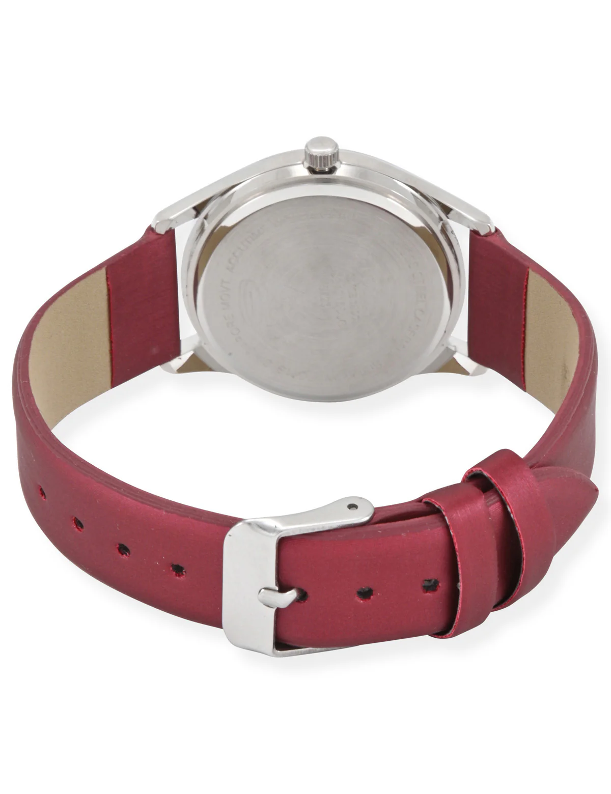 LADIES BURGUNDY STRAP WATCH WITH SILVER ACCENT - Image 4