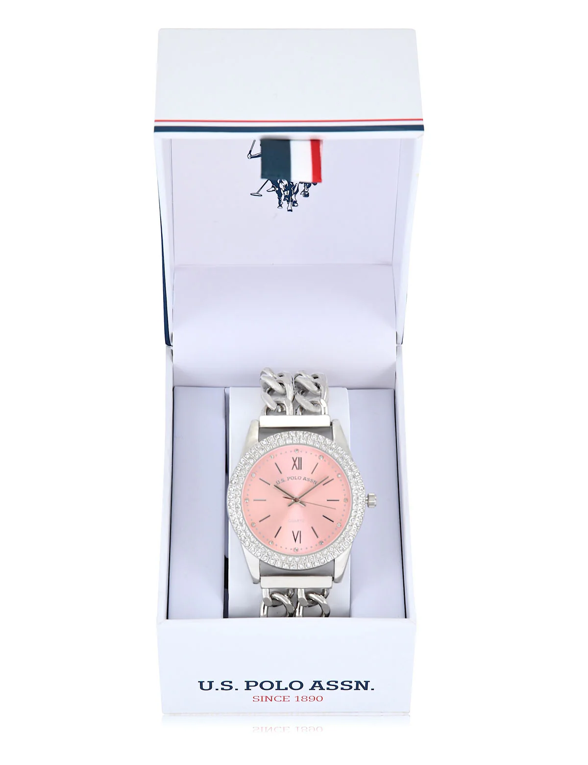 LADIES CLASSIC SILVER AND PINK BRACELET WATCH - Image 2
