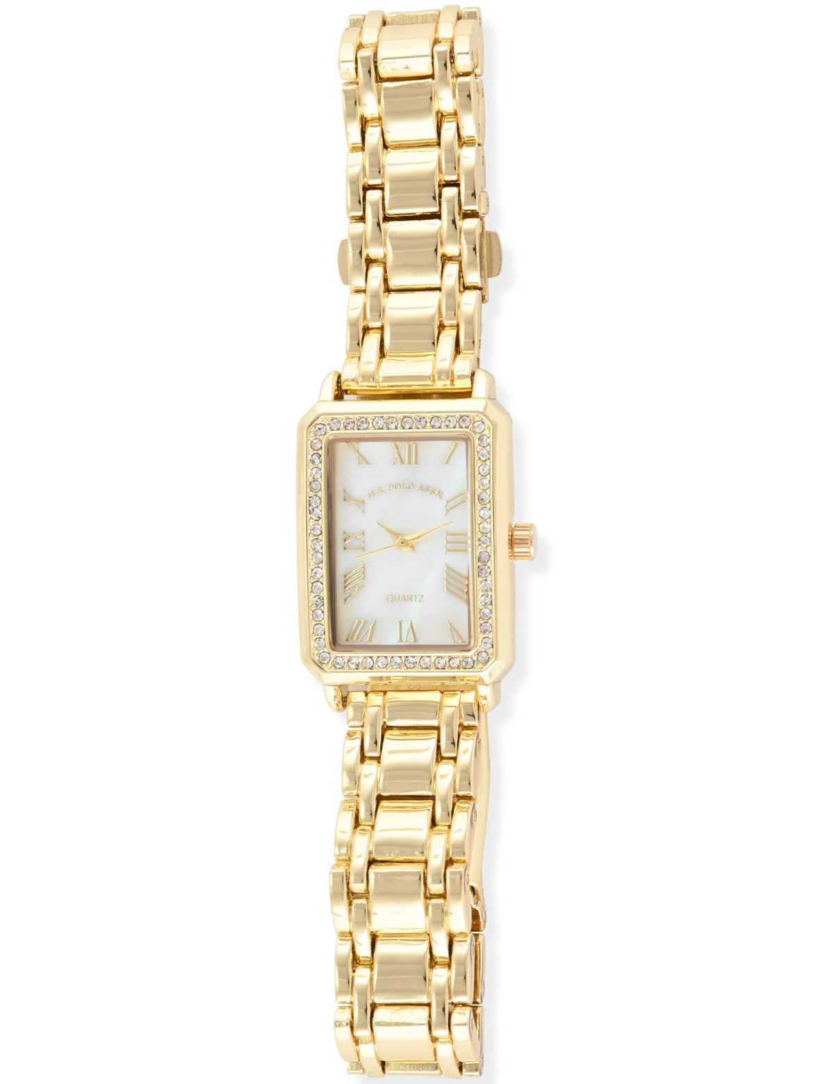 LADIES GOLD SQUARE FACE LINK WATCH - Image 4
