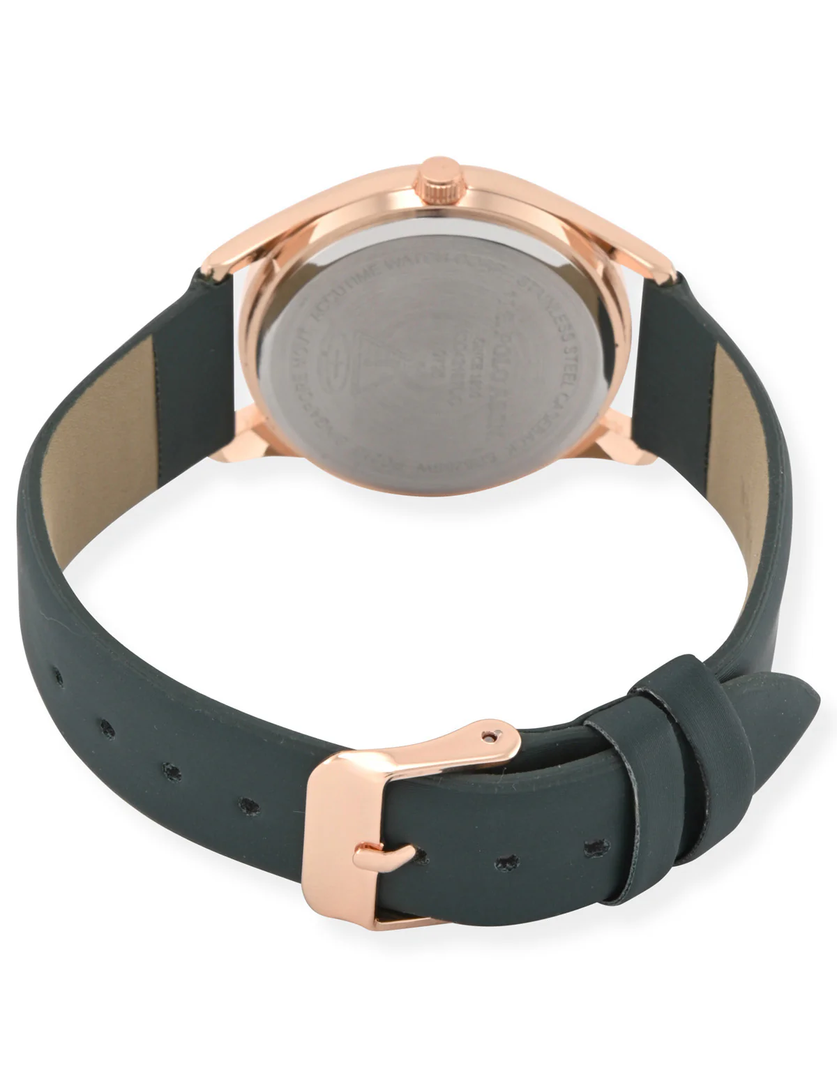 LADIES GREEN STRAP WATCH WITH GOLD ACCENT - Image 4