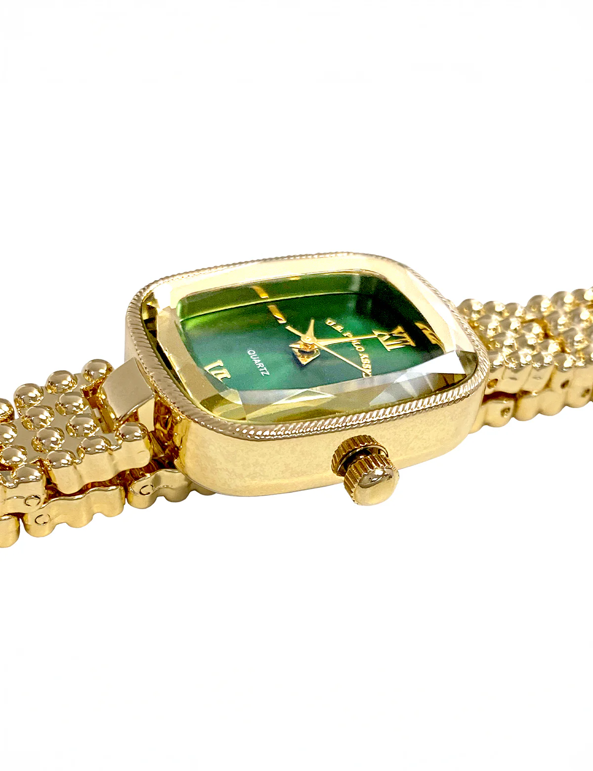 LADIES OVAL GOLD WATCH WITH GREEN FACE - Image 4