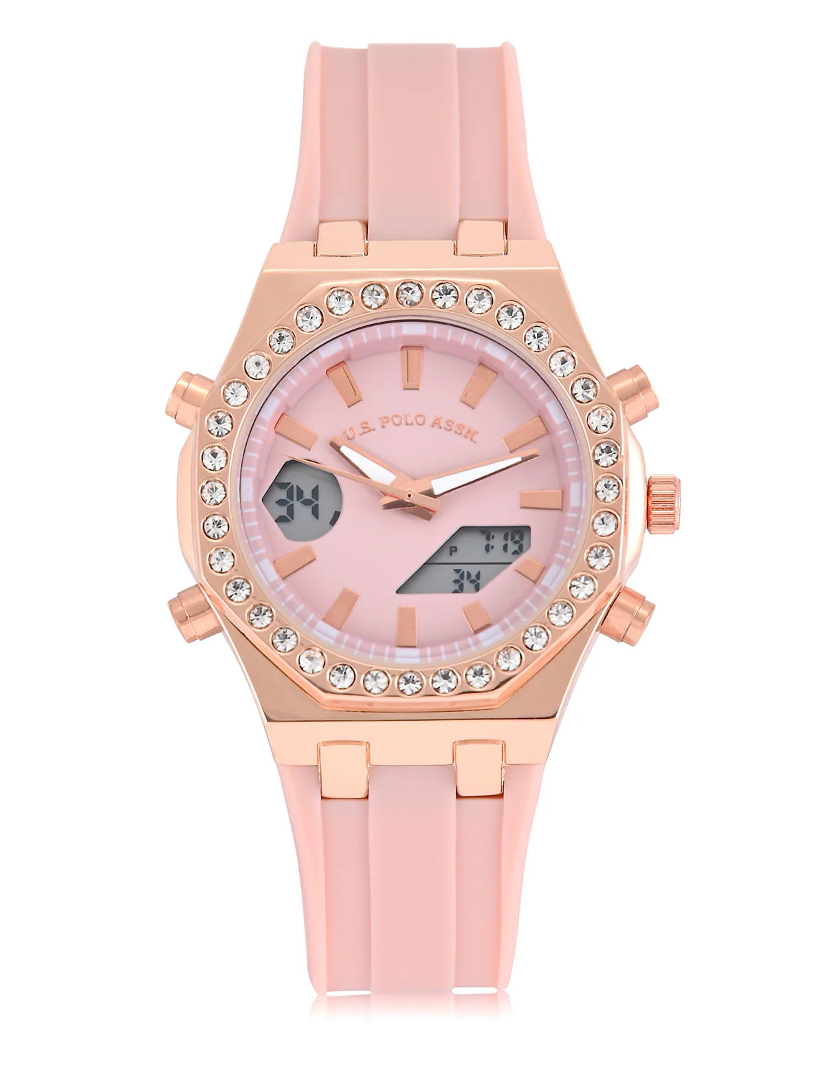 LADIES PINK EMBELLISHED ANA DIGI WATCH - Image 3