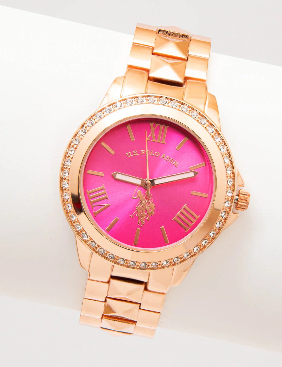 LADIES PYRAMID LINK BRACELET WATCH