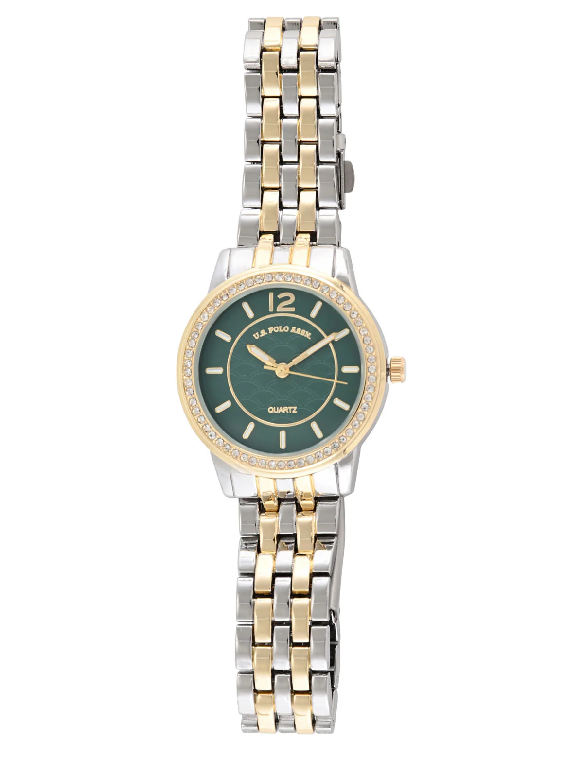LADIES SILVER AND GOLD LINK WATCH WITH GREEN FACE - Image 4