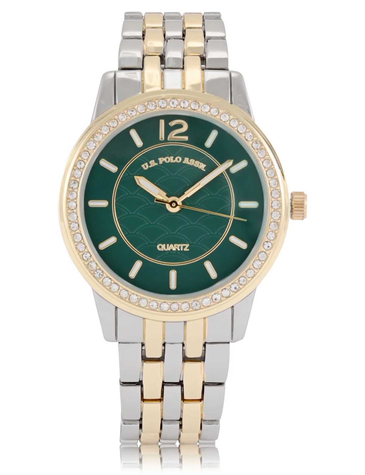 LADIES SILVER AND GOLD LINK WATCH WITH GREEN FACE - Image 5