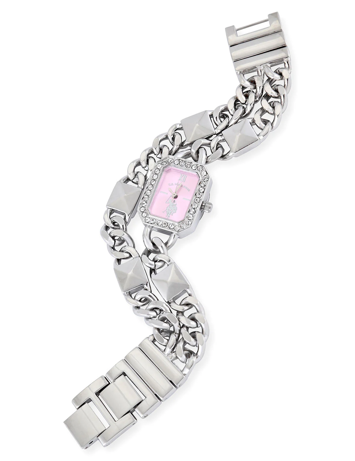 LADIES SILVER AND PINK BRACELET WATCH - Image 3