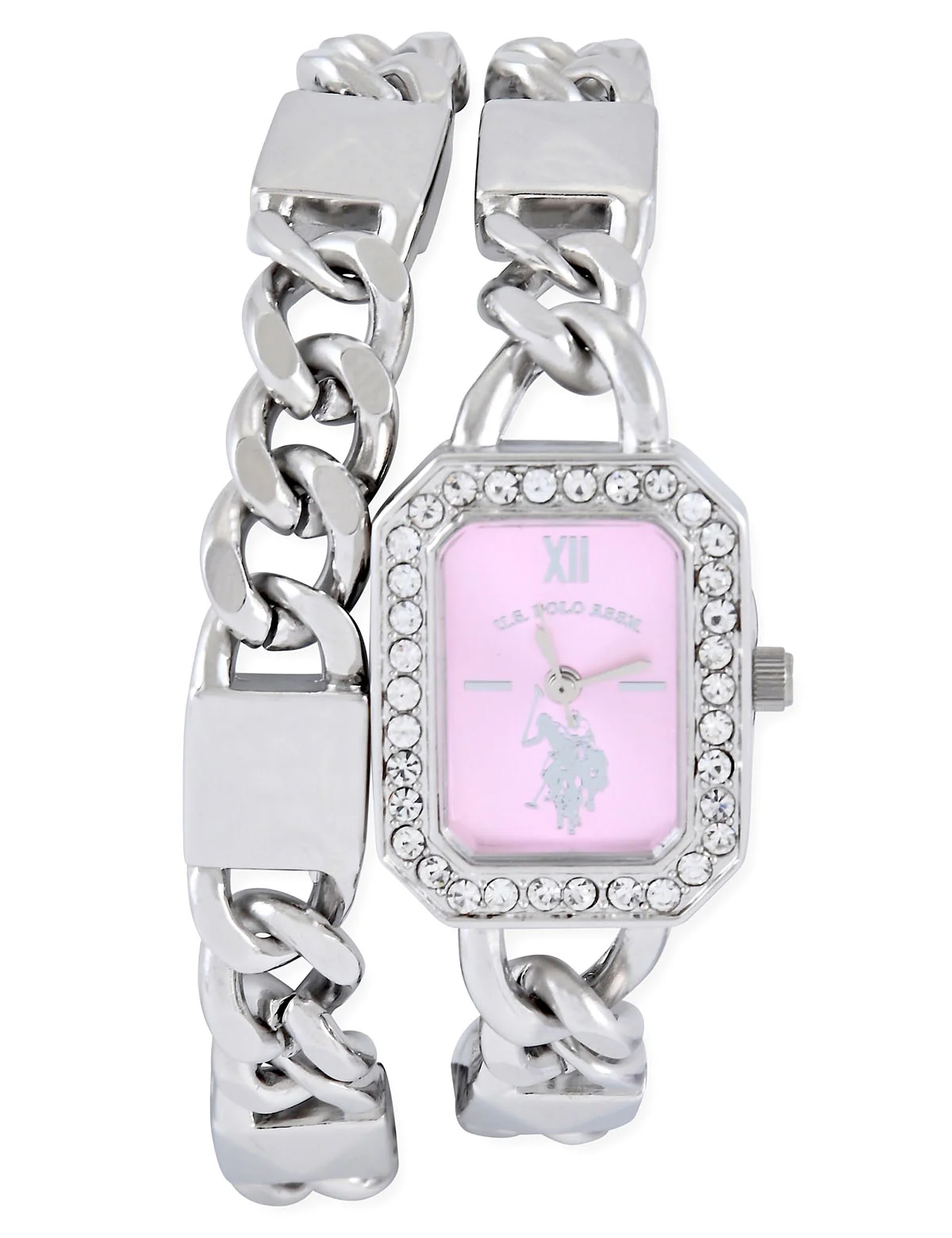 LADIES SILVER AND PINK BRACELET WATCH - Image 4