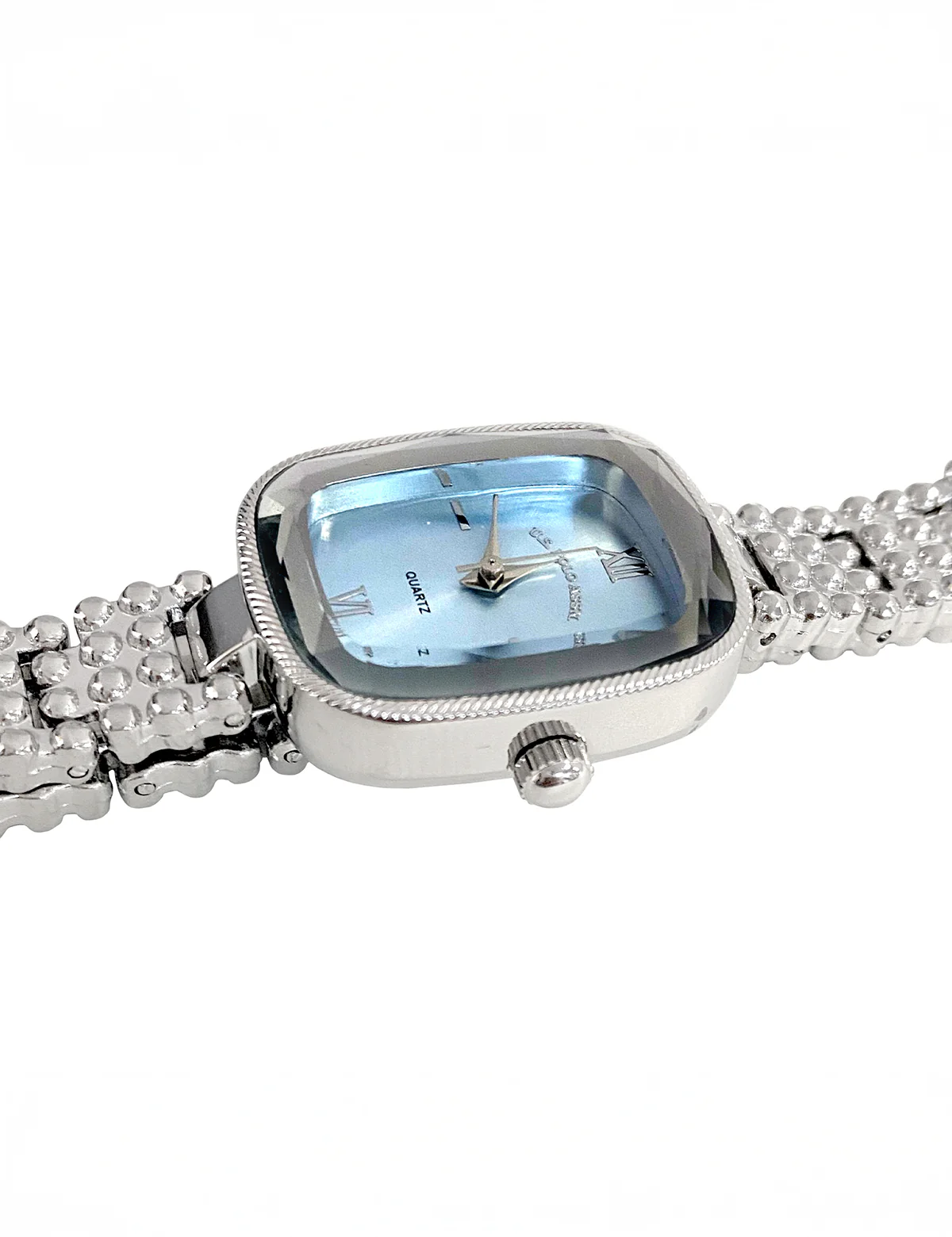 LADIES SILVER OVAL WATCH WITH BLUE FACE - Image 5