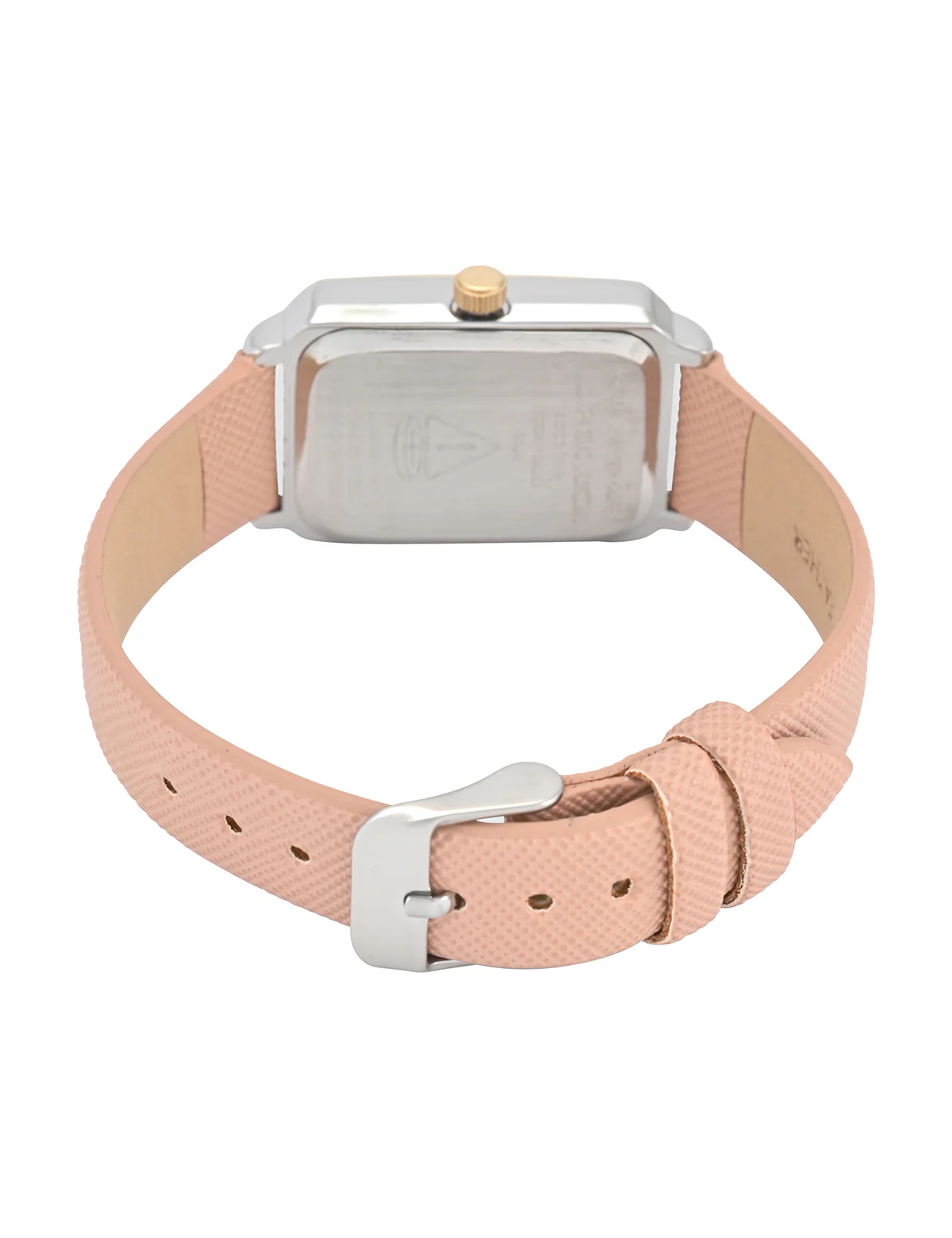 LADIES SQUARE FACE PINK STRAP WATCH WITH GOLD ACCENT - Image 4