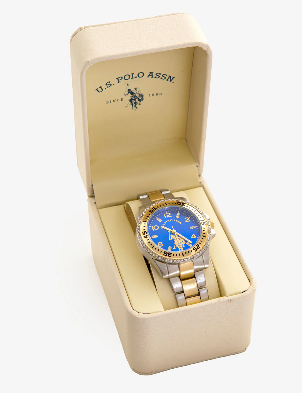 LADIES TWO TONE BRACELET WATCH WITH BLUE DIAL - Image 2