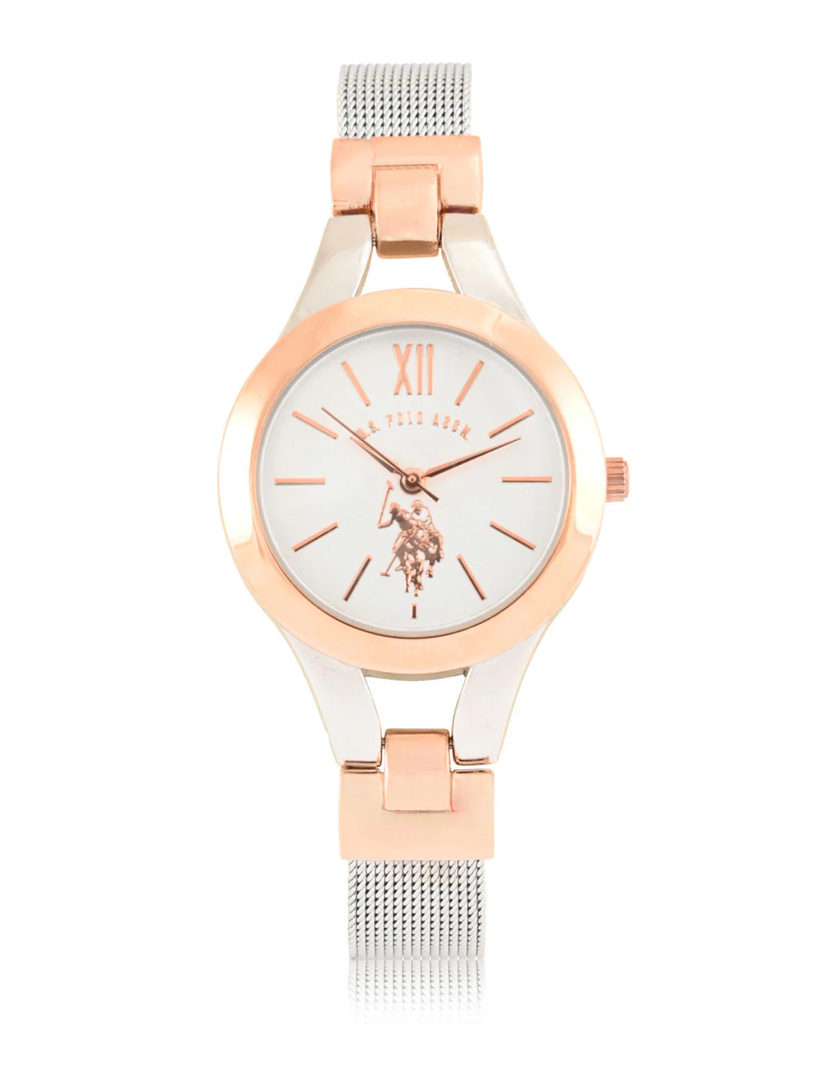 LADIES TWO TONE MESH ADJUSTABLE BRACELET WATCH - Image 4