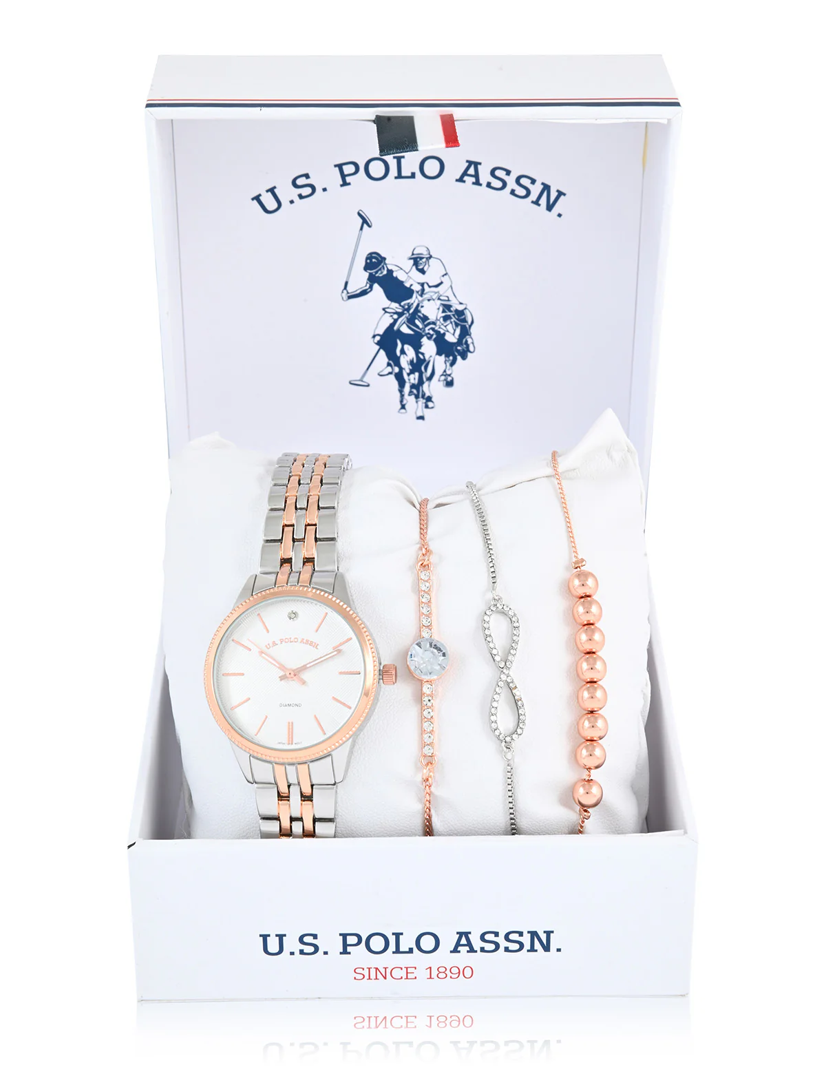LADIES TWO TONE WATCH AND BRACELETS SET - Image 2