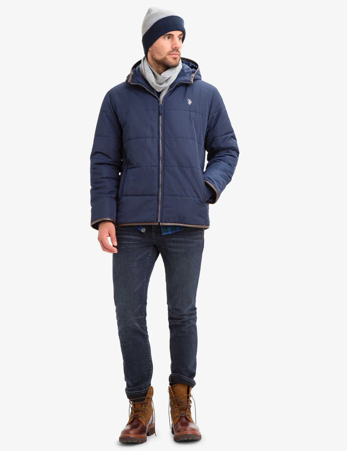 LEATHER TRIM FLEECE LINED PUFFER COAT - Image 2