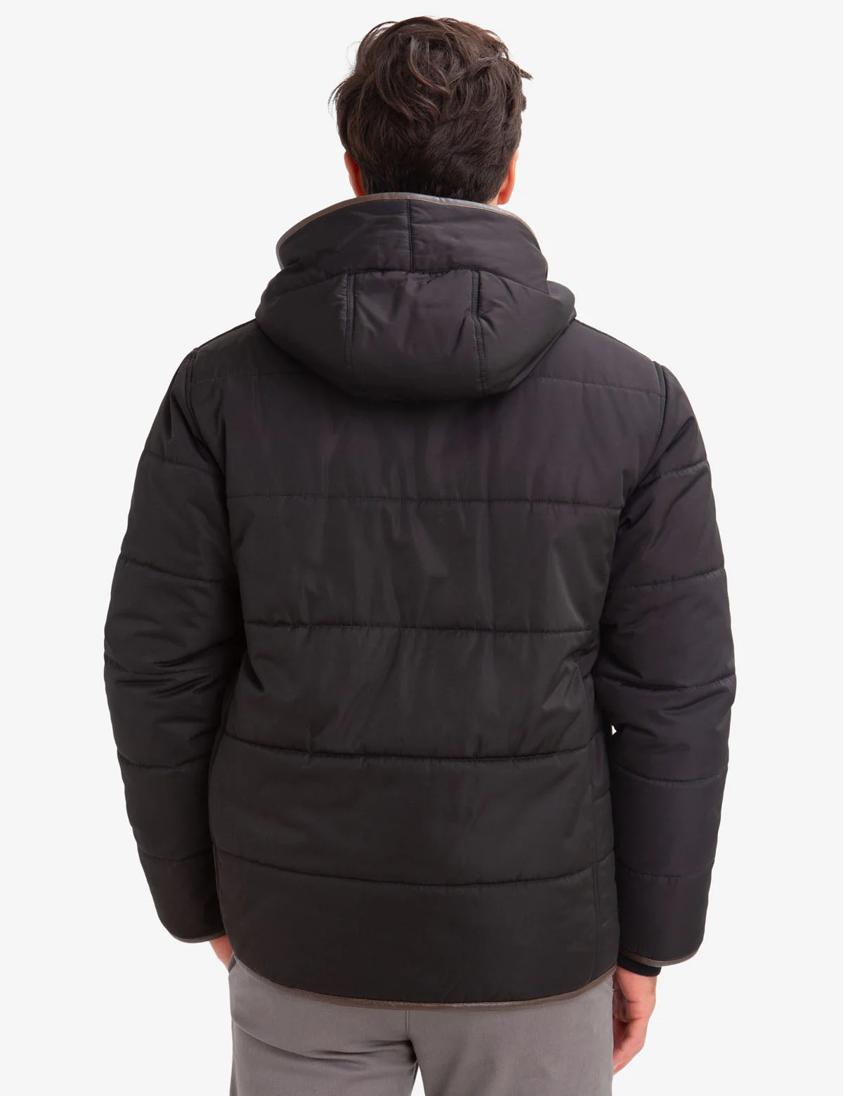 LEATHER TRIM FLEECE LINED PUFFER COAT - Image 7
