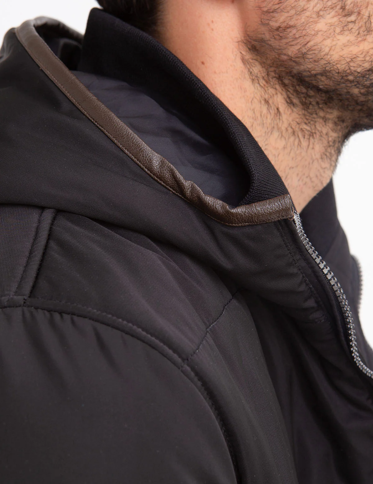LEATHER TRIM FLEECE LINED PUFFER COAT - Image 8