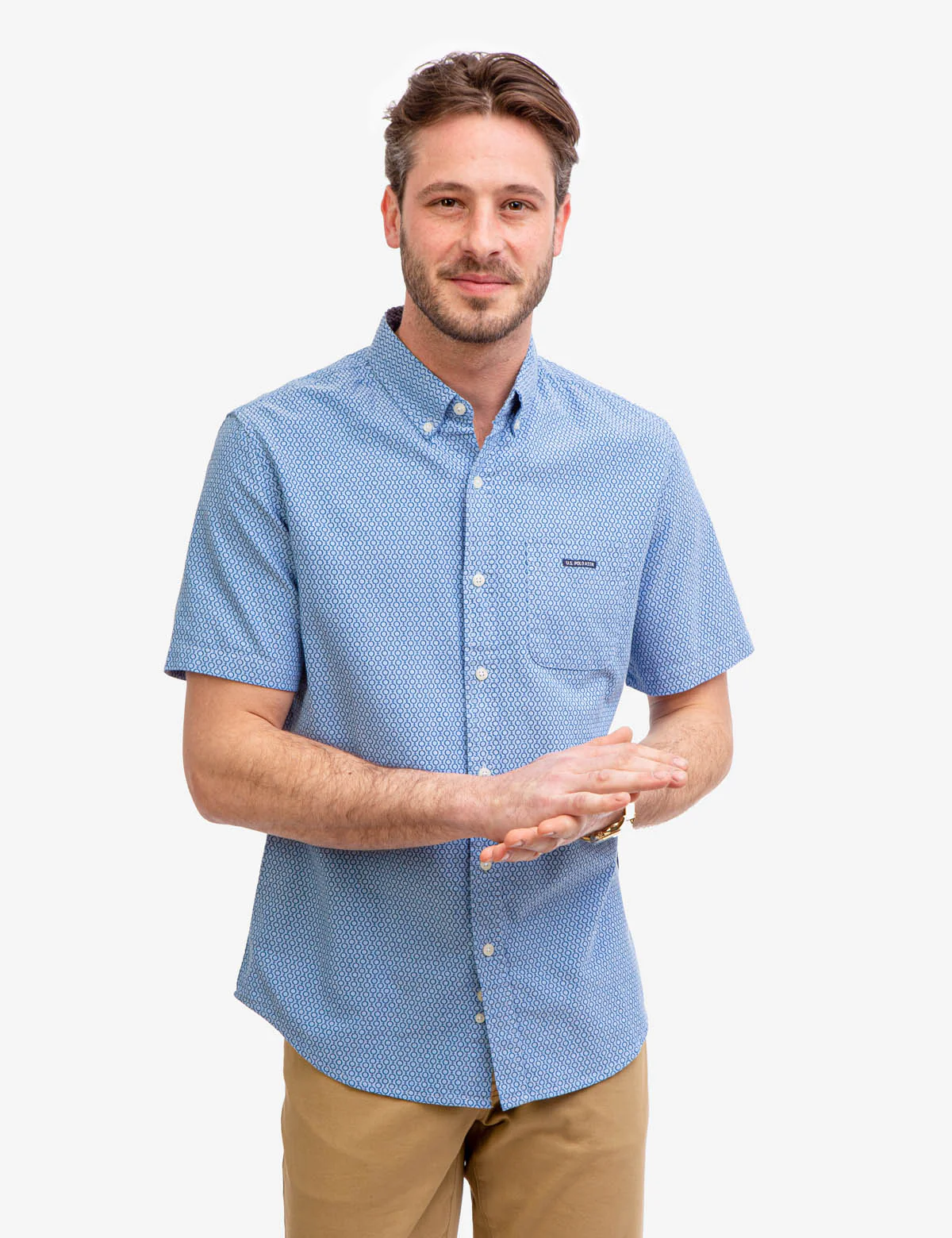 LINK PRINT SHORT SLEEVE OXFORD SHIRT